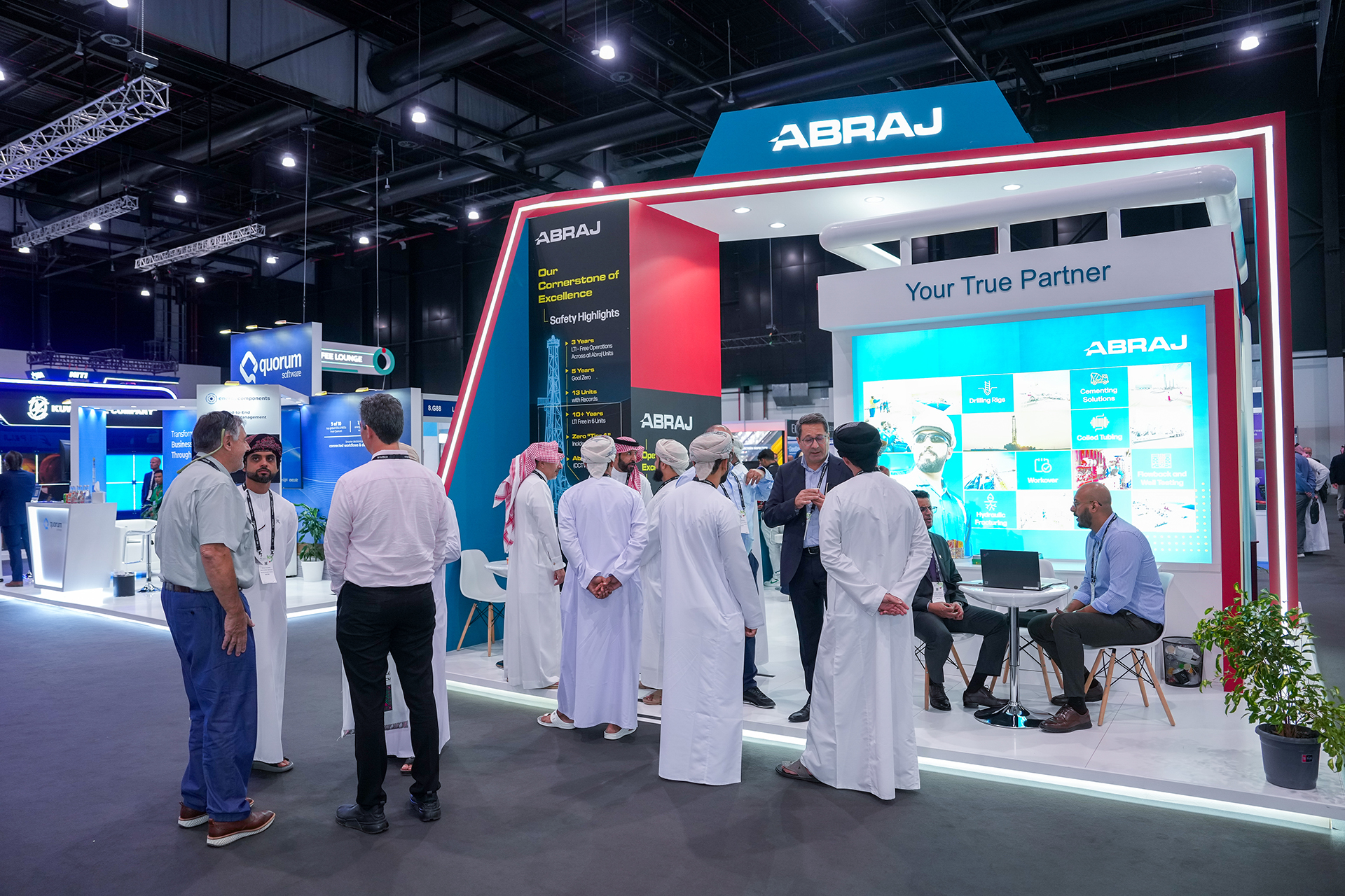 Active engagement at Abraj booth during MEOS 2025